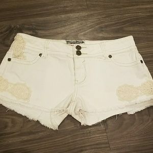 White Jean and Crochet Shorts